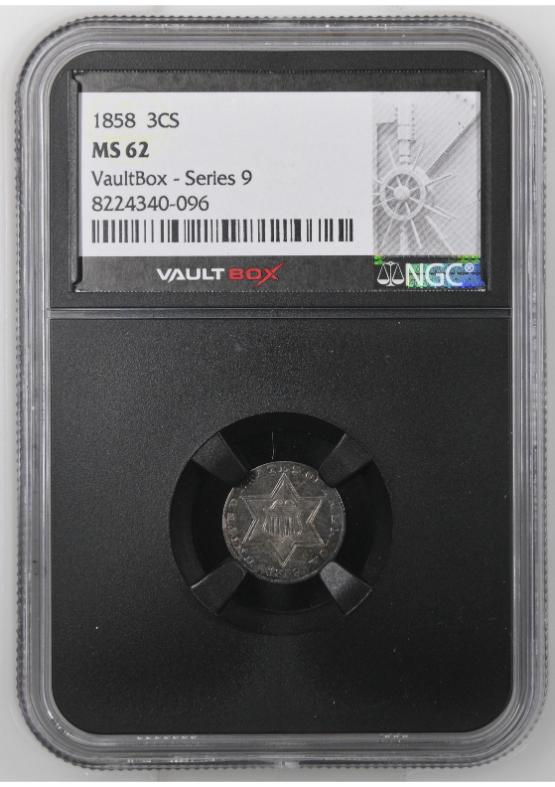 1858 3CS NGC MS62 FRONT