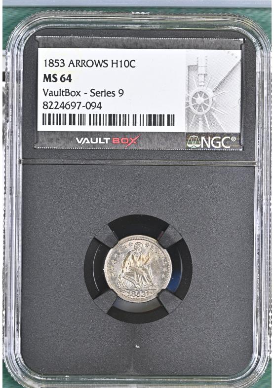1853 ARROWS H10C NGC MS64 FRONT