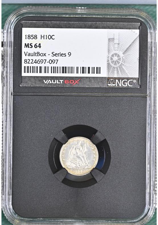 1858 H10C NGC MS64 FRONT