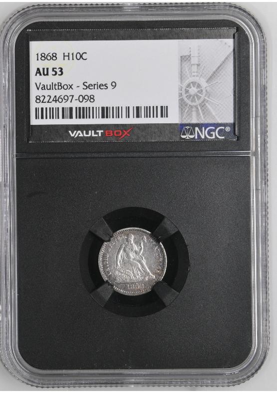 1868 H10C NGC AU53 FRONT