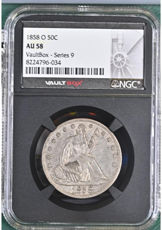 1858-O 50C NGC AU58 FRONT