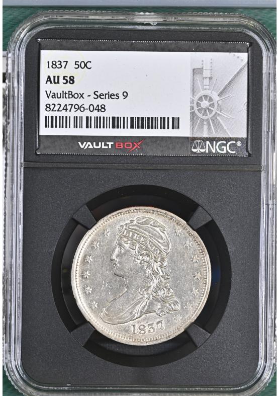 1837 50C NGC AU58 FRONT