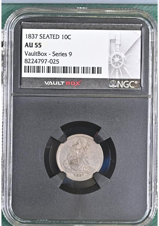 1837 SEATED 10C NGC AU55 FRONT