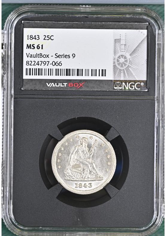 1843 25C NGC MS61 FRONT