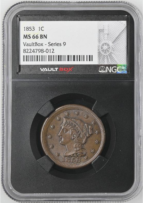 1853 1C NGC MS66BN FRONT