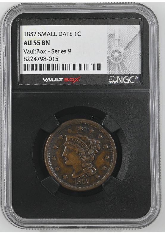 1857 SMALL DATE 1C NGC AU55BN FRONT