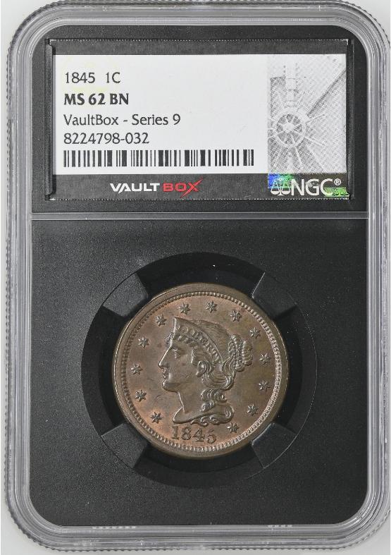 1845 1C NGC MS62BN FRONT