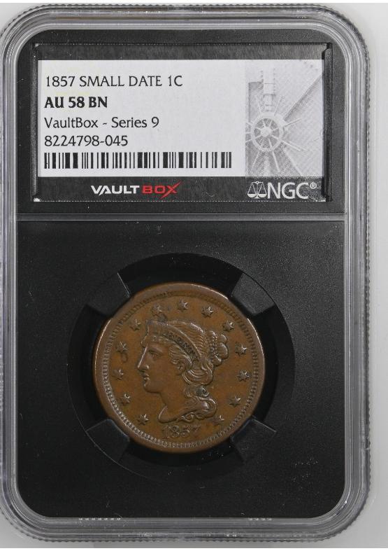 1857 SMALL DATE 1C NGC AU58BN FRONT