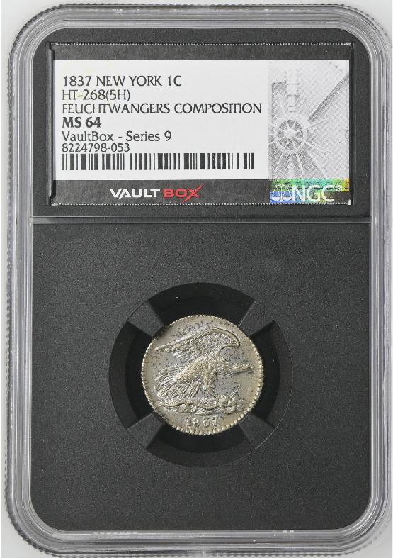 1837 NEW YORK HT-268(5H) FEUCHTWANGERS COMPOSITION 1C NGC MS64 FRONT