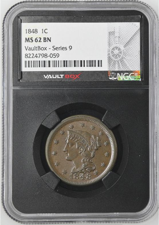 1848 1C NGC MS62BN FRONT