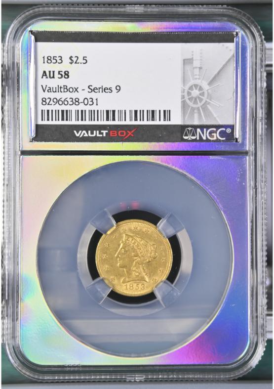 1853 G$2.5 NGC AU58 FRONT