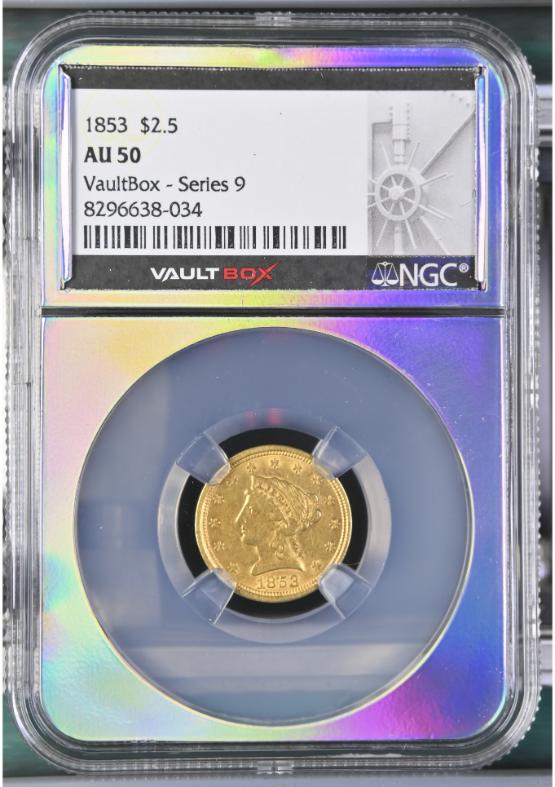 1853 G$2.5 NGC AU50 FRONT