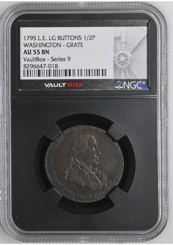 1795 WASH GRATE LARGE BUTTONS LETTERED EDGE 1/2P NGC AU55BN FRONT