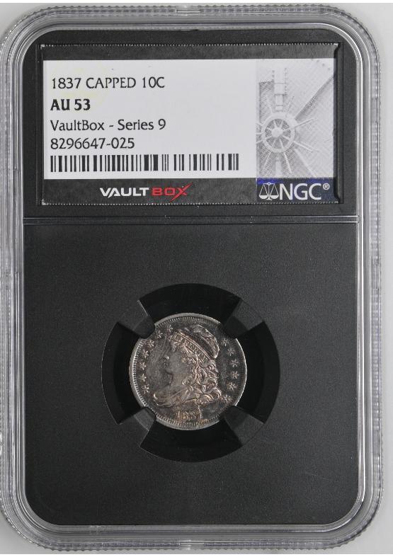 1837 CAPPED BUST 10C NGC AU53 FRONT