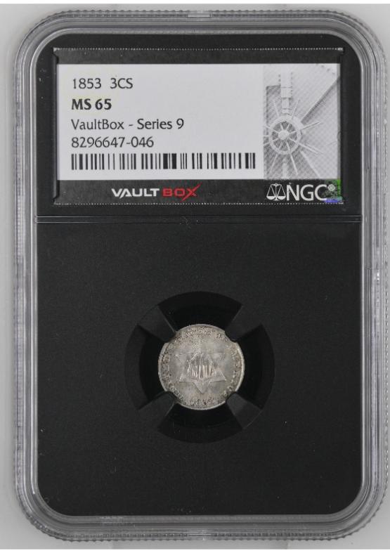 1853 3CS NGC MS65 FRONT