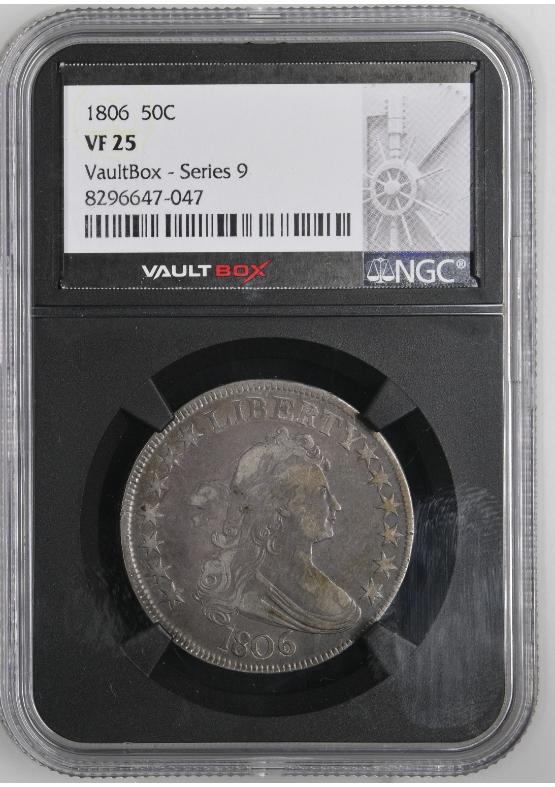 1806 POINTED 6 STEM 50C NGC VF25 FRONT