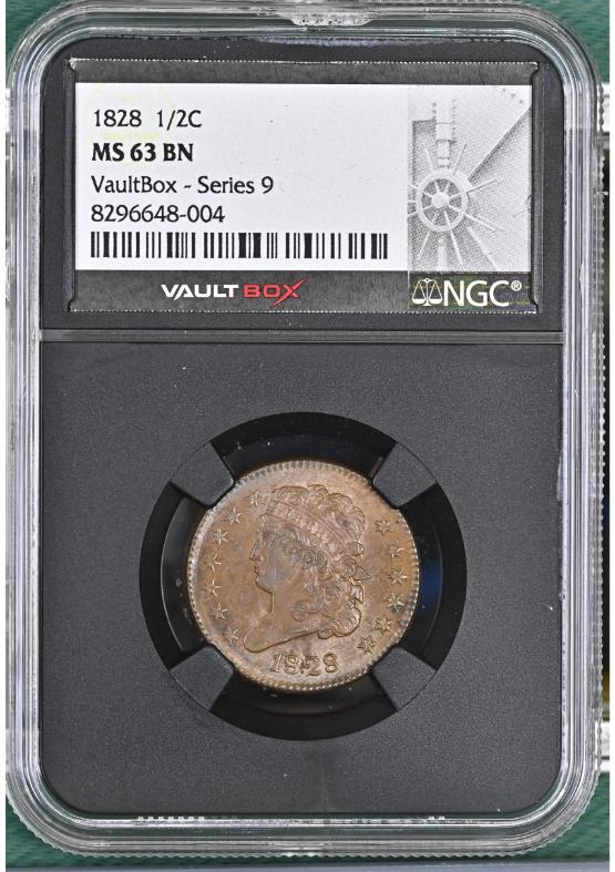 1828 1/2C NGC MS63BN FRONT