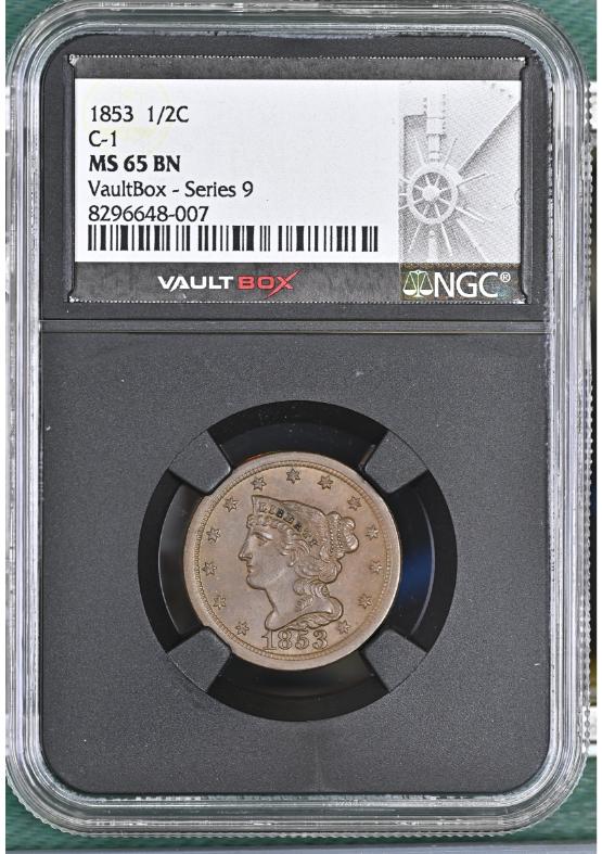 1853 C-1 1/2C NGC MS65BN FRONT