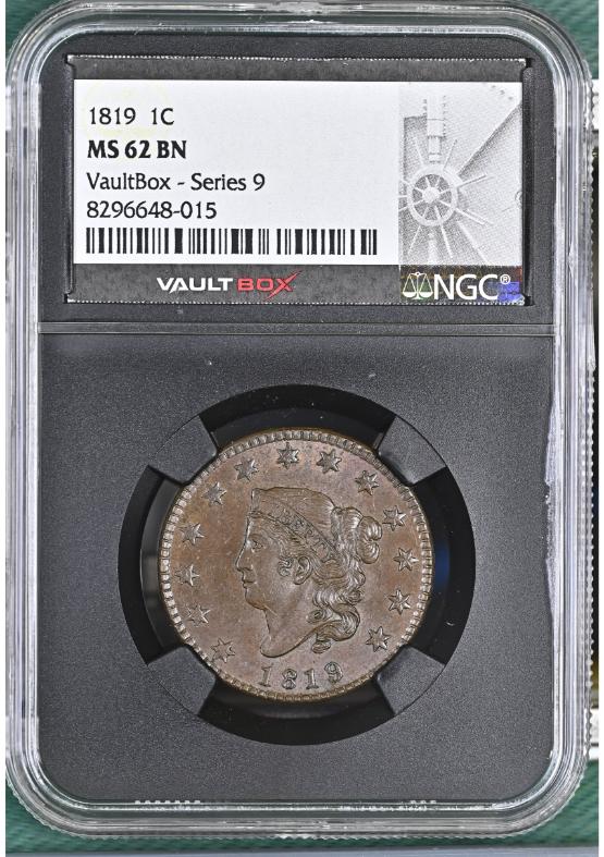 1819 1C NGC MS62BN FRONT
