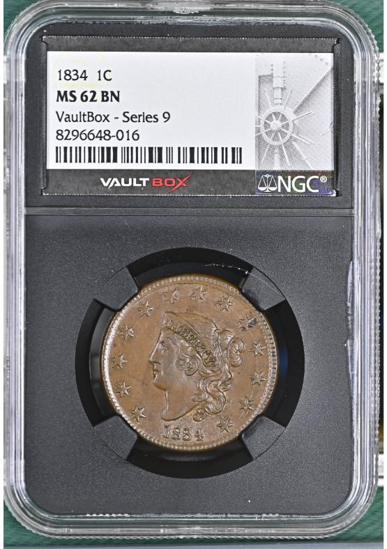 1834 1C NGC MS62BN FRONT