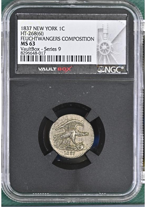 1837 NEW YORK HT-268(6I) FEUCHTWANGERS COMPOSITION 1C NGC MS63 FRONT
