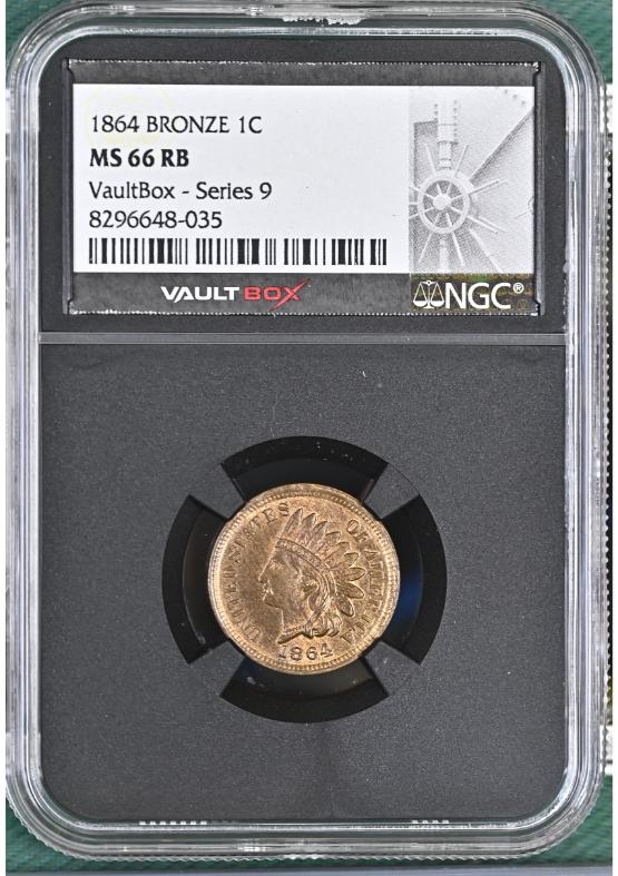 1864 BRONZE 1C NGC MS66RB FRONT