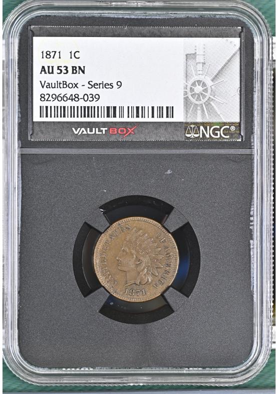 1871 1C NGC AU53BN FRONT