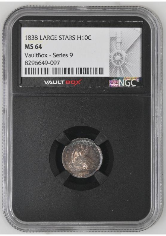1838 LARGE STARS H10C NGC MS64 FRONT