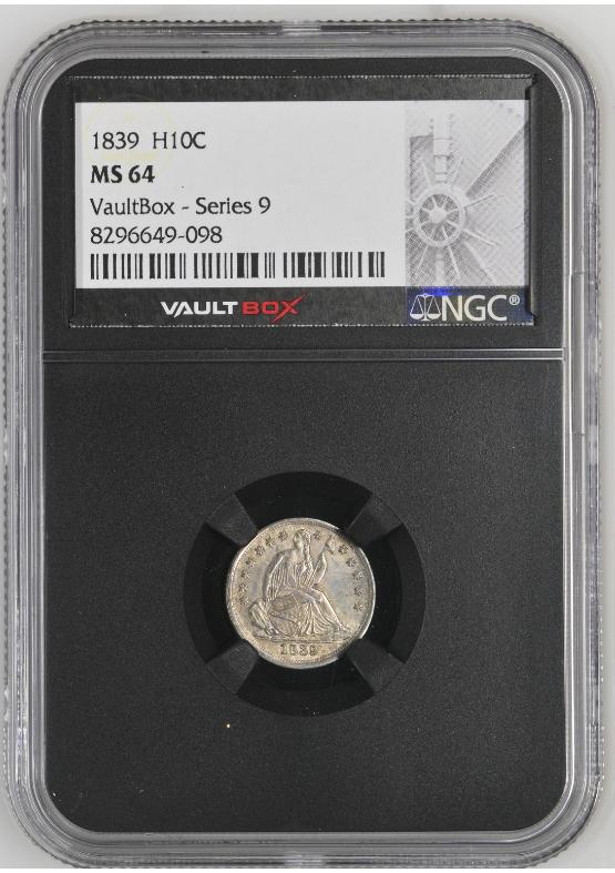 1839 H10C NGC MS64 FRONT