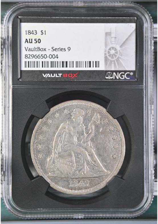 1843 $1 NGC AU50 FRONT