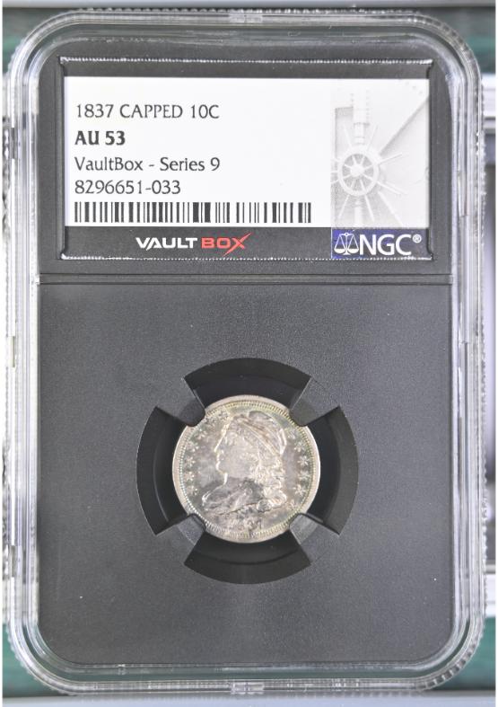 1837 CAPPED BUST 10C NGC AU53 FRONT