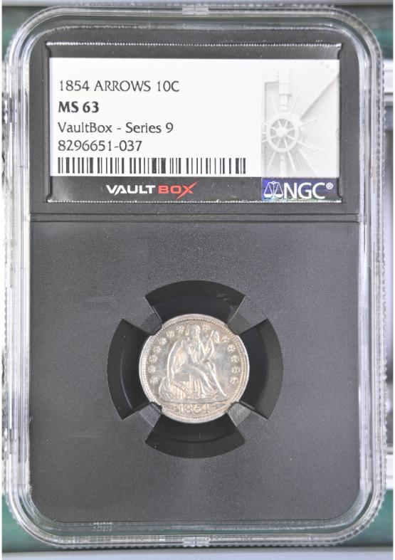 1854 ARROWS 10C NGC MS63 FRONT