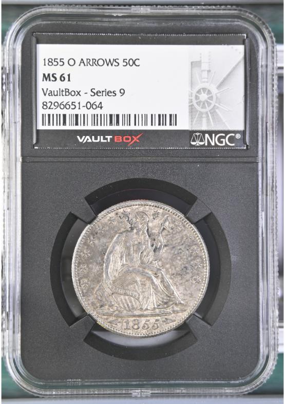 1855-O ARROWS 50C NGC MS61 FRONT