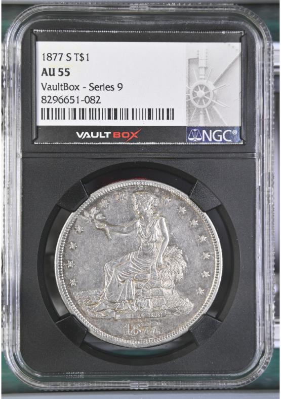 1877-S T$1 NGC AU55 FRONT