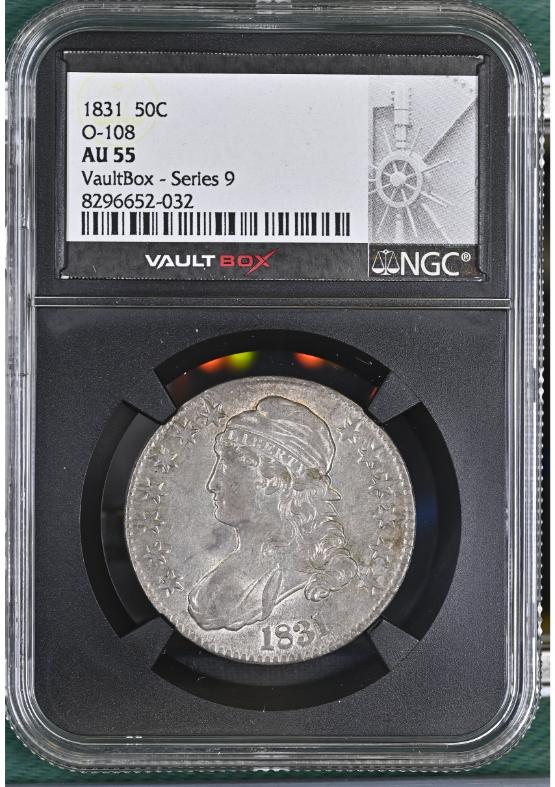 1831 O-108 50C NGC AU55 FRONT