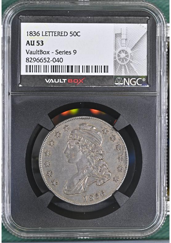 1836 LETTERED 50C NGC AU53 FRONT