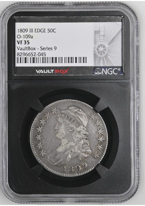 1809 III EDGE O-109A 50C NGC VF35 FRONT