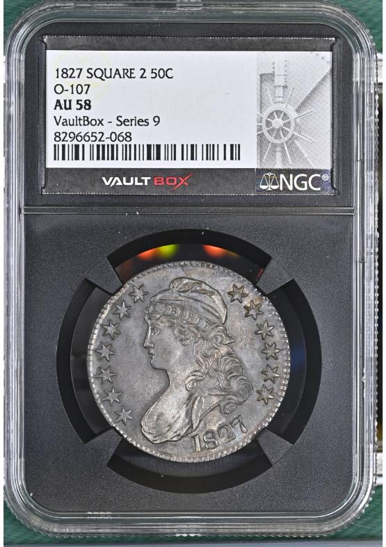 1827 SQUARE 2 O-107 50C NGC AU58 FRONT
