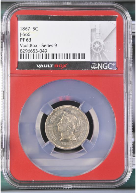 1867 J-566 5C NGC PF63 FRONT