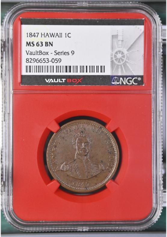 1847 HAWAII 1C NGC MS63BN FRONT