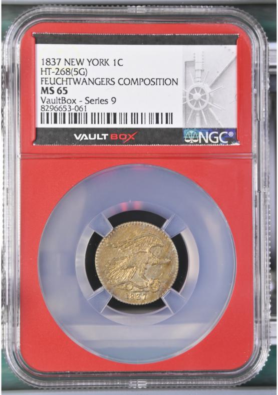 1837 NEW YORK HT-268(5G) FEUCHTWANGERS COMPOSITION 1C NGC MS65 FRONT