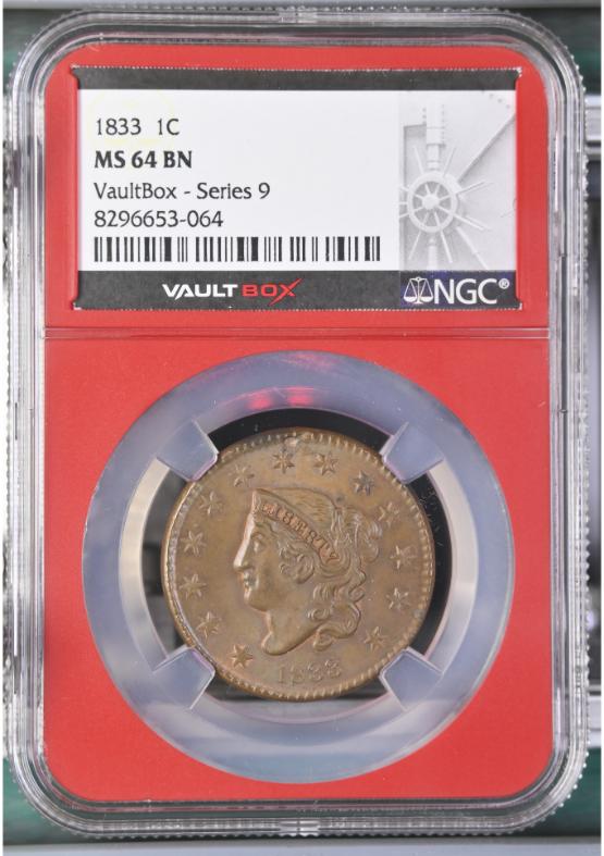 1833 1C NGC MS64BN FRONT