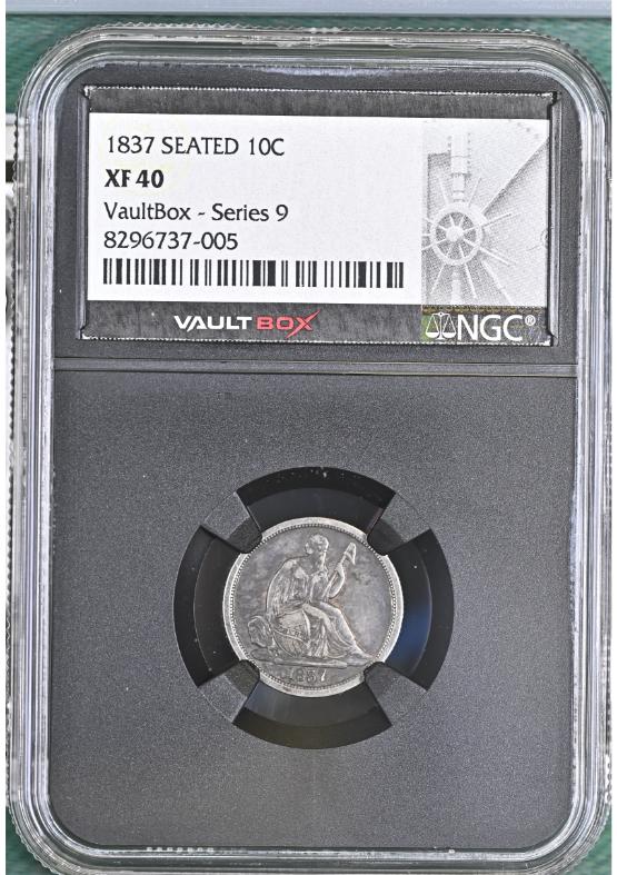 1837 SEATED 10C NGC XF40 FRONT