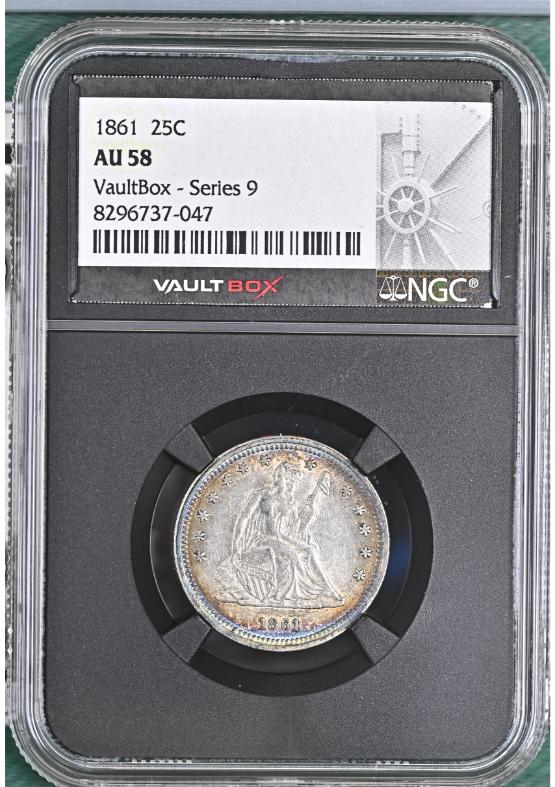 1861 25C NGC AU58 FRONT