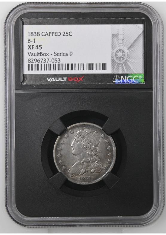 1838 CAPPED B-1 25C NGC XF45 FRONT