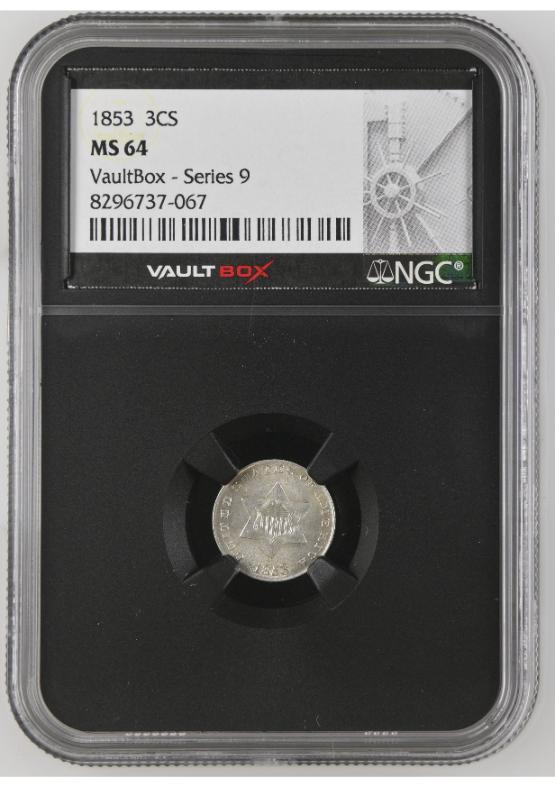 1853 3CS NGC MS64 FRONT