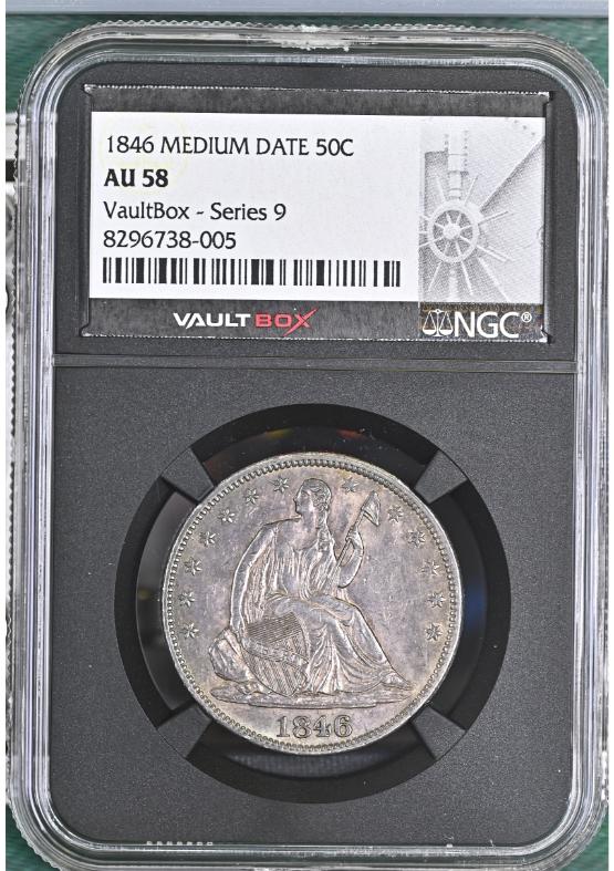 1846 MEDIUM DATE 50C NGC AU58 FRONT