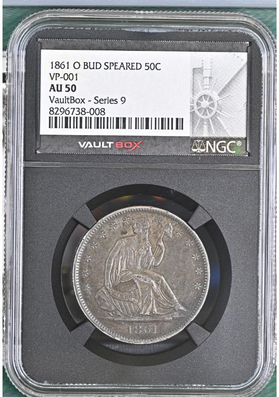 1861-O BUD SPEARED VP-001 50C NGC AU50 FRONT