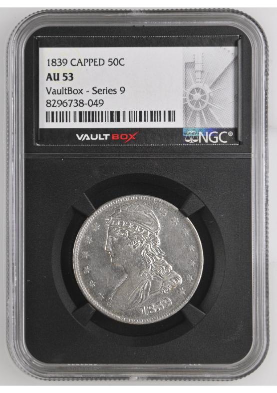 1839 CAPPED 50C NGC AU53 FRONT