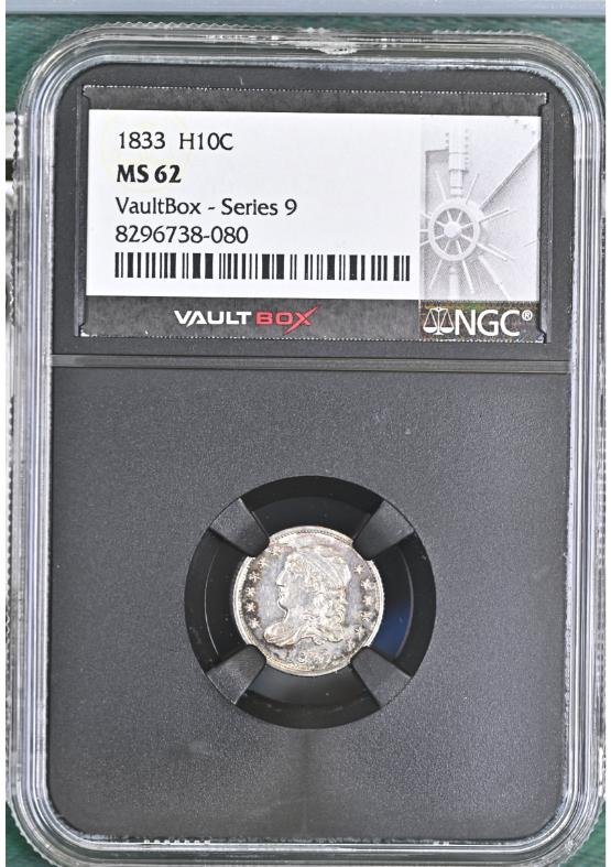 1833 H10C NGC MS62 FRONT